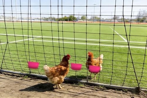 Pet Feeder Bowl, 25oz Hanging Cage Cup Food Dish Water Dispenser Drinker Grit Container for Chicken Birds Pigeon Duck and Small Animals, Indoor Outdoor Poultry Supplies (20, Pink)