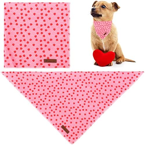 Valentine’s Dog Bandana, Valentine Triangle Bid Scarf for Girl Boy Medium Large Dogs, Adorable Puppy Wedding & Valentine’s Bandana, Cute Soft Cotton Pet Kerchief