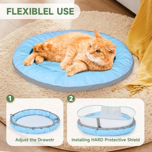 Cat Bed for Indoor Kitten Bed Washable, Anti Anxiety Round Donut Pet Beds for Small Dogs Cats, Super Soft Plush Fur Pet Bed (Blue，21 Inches)