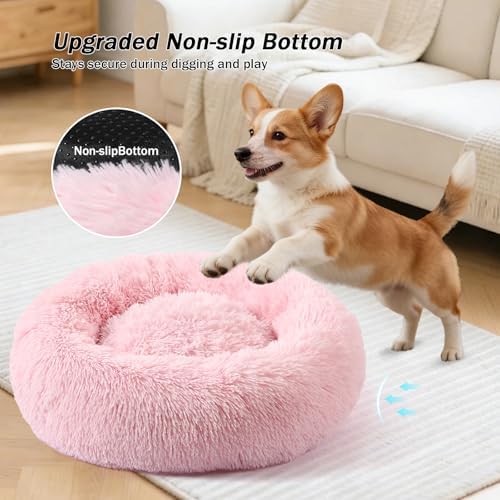 NOYAL Donut Dog Bed for Small Medium Pets, Plush Calming Faux Fur