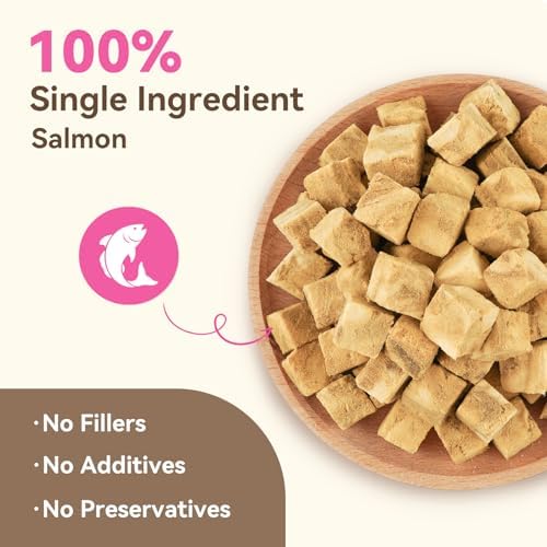 Freeze Dried Salmon Treats for Dogs & Cats, 10.6 oz