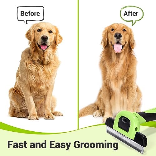 MIU COLOR Pet Grooming Brush, Deshedding Tool for Dogs & Cats, Apple Green