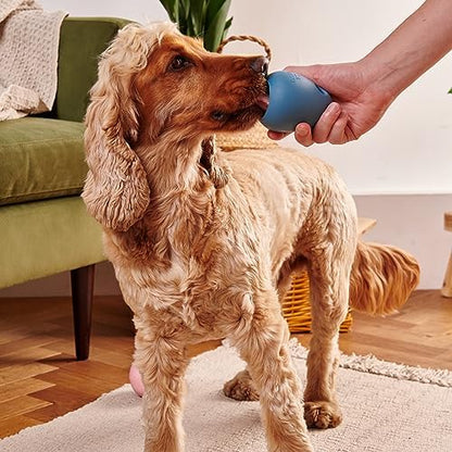 Beco Natural Rubber Bouncy, Chewy & Fillable Boredom Buster Dog Toy, Rolls & Wobbles Stuff with Multiple Fillable Holes, Blue (Pack of 2)