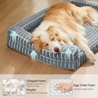 Orthopedic Large Dog Bed Furry Pet Bed, Washable Cover 42''X28''