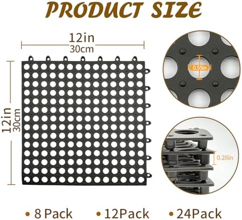 Rabbit Cage Mat Floor 24 Pcs Plastic Bunny Resting Mats for Wire Cage Bottom 12x12 Washable Small Animal Feet Pad with Holes for Chinchilla Ferret Guinea Pig Easy to Cut and Splice (Grey)