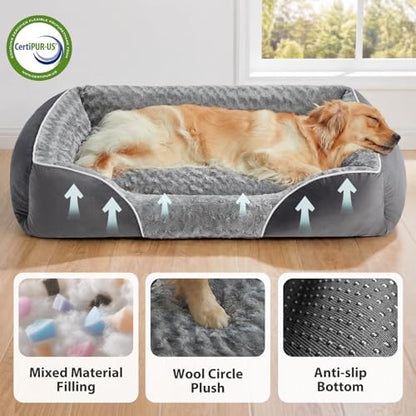 RRPETHOME XL Dog Beds Exra Large Sized Dog for Comfy Sleeping, Washable Rectangle Dog Bed for Large Dogs,Orthopedic Pet Sofa Bed, Dog Couch Bed with Anti-Slip Bottom