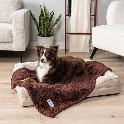 PetAmi Soft Plush Sherpa Dog Blanket for Pet Cat, Medium 29x40, Brown