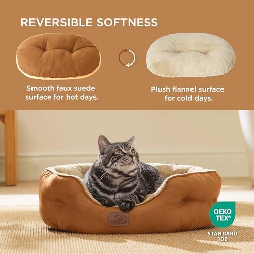Bedsure Small Dog Bed Washable,Round Cat Beds for Indoor Cats,20in