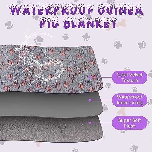 YUEPET Guinea Pig Blankets 3 Pack, Waterproof-Backed Fleece Liners, S