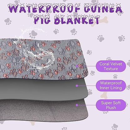 YUEPET Guinea Pig Blankets 3 Pack, Waterproof-Backed Fleece Liners, S