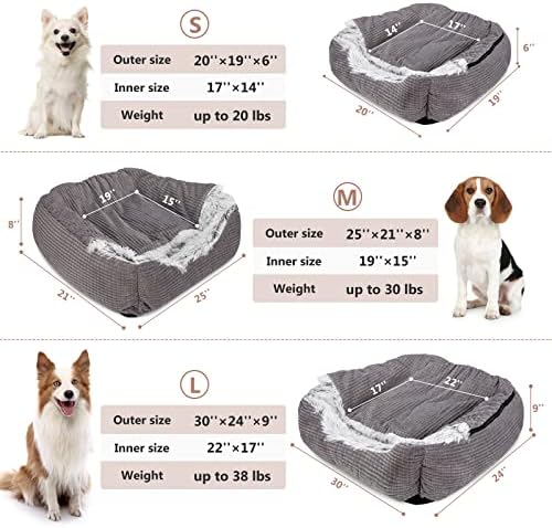 MIXJOY Dog Beds for Large Medium Small Dogs, Rectangle Cave Hooded Blanket Puppy Bed, Luxury Orthopedic Cat Beds for Indoor Cats, Warmth and Machine Washable (30 inches, Grey)