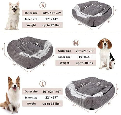 MIXJOY Dog Beds for Large Medium Small Dogs, Rectangle Cave Hooded Blanket Puppy Bed, Luxury Orthopedic Cat Beds for Indoor Cats, Warmth and Machine Washable (30 inches, Grey)