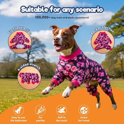 LovinPet Dog Party Apparel, Stretchy Fabric, Berry Roses Print, Pink, 2XL