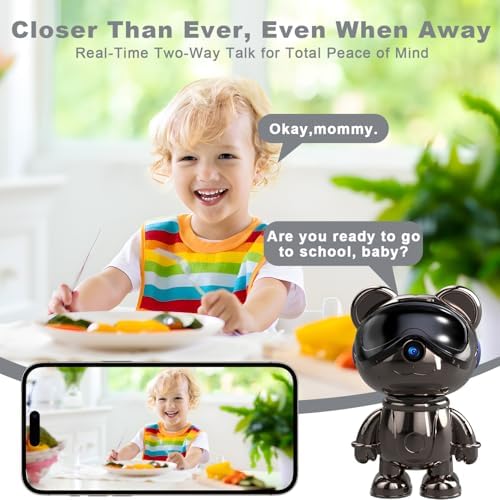 3K Indoor Security Camera Robot, Gunmetal Baby Monitor and Pet Camera Wi-Fi