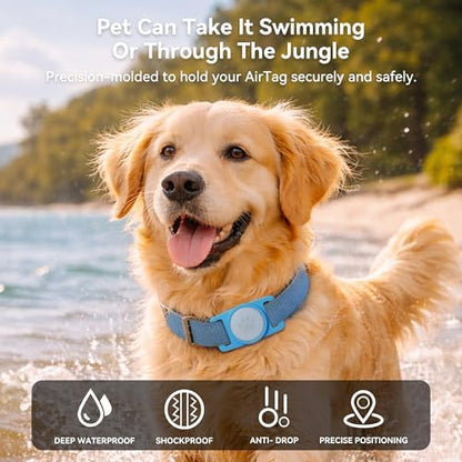 GOCII for Airtag Dog Collar Holder 2 Pack,Waterproof Dog Collar Holder for Apple AirTag(Gen 1 & 2),Silicone Air Tags Case for Dog Collars(Blue & Gray)
