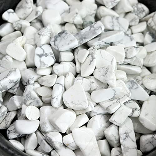 1lb Howlite Aquarium Gravel Rocks Natural Tumbled Healing Crystal Chips Bulk Gemstones Crushed Stones for Fountain Vase Filler Planters Decorative Fish Tank Potted Reiki Energy Balancing