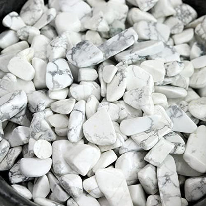 1lb Howlite Aquarium Gravel Rocks Natural Tumbled Healing Crystal Chips Bulk Gemstones Crushed Stones for Fountain Vase Filler Planters Decorative Fish Tank Potted Reiki Energy Balancing