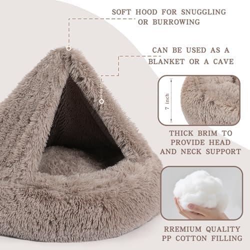 NOYAL Calming Donut Dog Bed, Hooded Cave with Blanket
