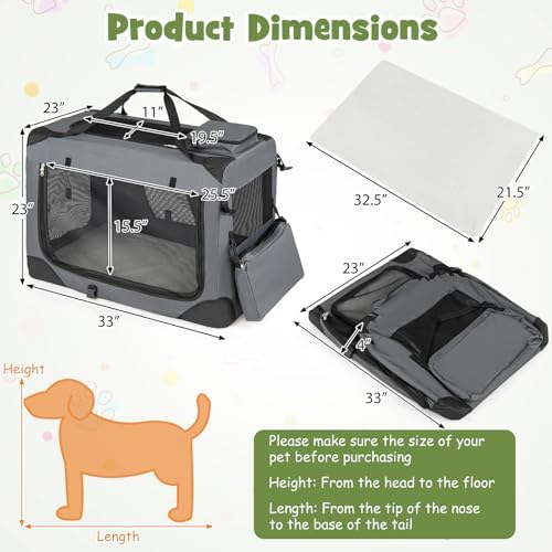 Giantex Collapsible Soft Dog Crate, 33 Inch Portable Travel Dog Kennel