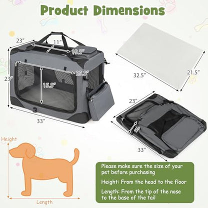 Giantex Collapsible Soft Dog Crate, 33 Inch Portable Travel Dog Kennel