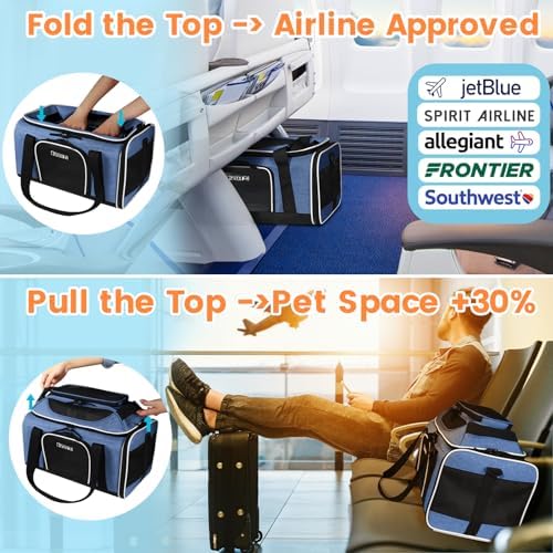 Petskd Top-Expandable Small Pet Carrier 17"x12"x8.5" Airline Approved
