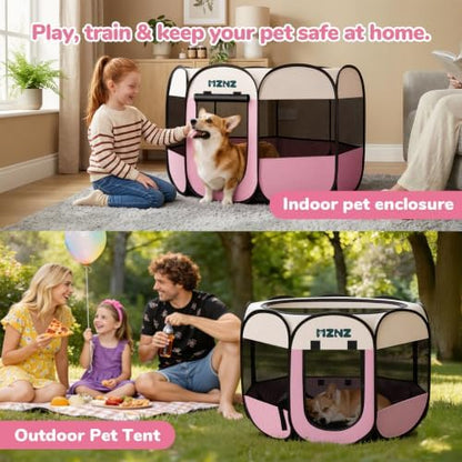 Dog Cat Small Animal Puppy Playpen Crate, Large, Pink