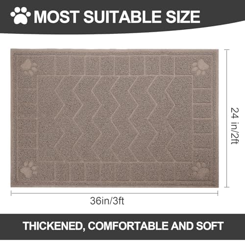 Cat Litter Box Mat, 35" x 24" Large Waterproof Litter Trapping Mat