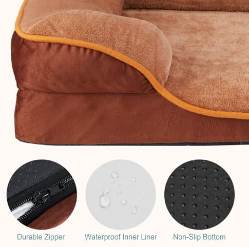Sweetcrispy Orthopedic Large Dog Bed, Waterproof Pet Sofa Supportive Bed