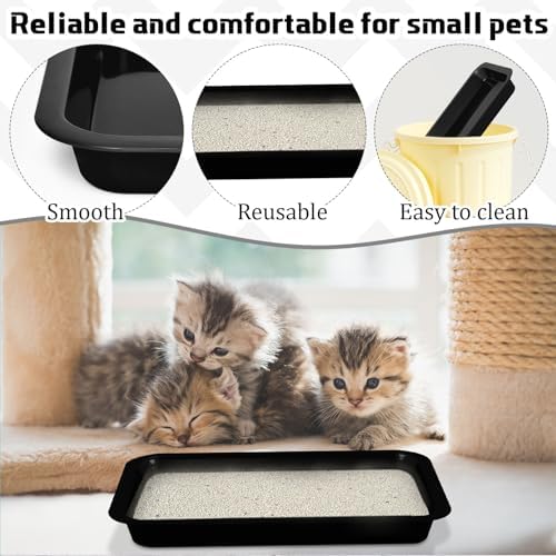 3 Pcs Kitten Litter Pan Black 15.1 x 12 x 1.4 Inch