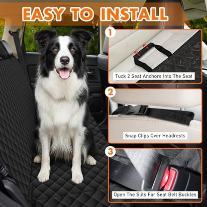 Waterproof Dog Backseat Cover for Cars, Pet Seat Protector, Carbon Black