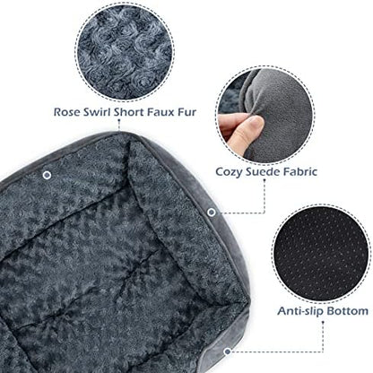 INVENHO XX-Large Dog Bed for Large Medium Small Dogs, Rectangle Washable Dog Bed, Orthopedic Dog Bed, Soft Calming Sleeping Puppy Bed Durable Pet Cuddler with Anti-Slip Bottom XXL(42"x30"x10")