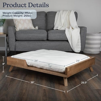 PETMAKER Elevated Dog Bed for Medium to Large Pets, Natural, 36” x 29.5”