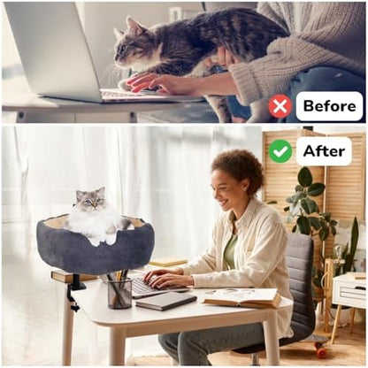 Large Cat Desk Bed, Adjustable, Reversible 2-Tone, Twilight