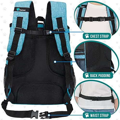 PetAmi Dog Backpack Carrier, Airline Approved 4-Way Entry Cat Bag, Teal