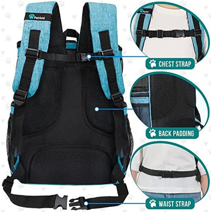 PetAmi Dog Backpack Carrier, Airline Approved 4-Way Entry Cat Bag, Teal
