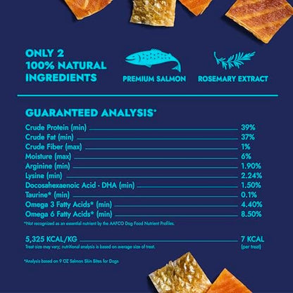 Finfare Freeze Dried Salmon Skin Treats for Dogs, 9oz Bites