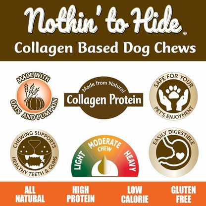 Fieldcrest Farms Nothin to Hide Flip Chips Dog Chews - Natural Rawhide Alternative Treats for Dogs, Collagen Based Snack for Moderate Chewers Up to 35lbs, Granola Flavor