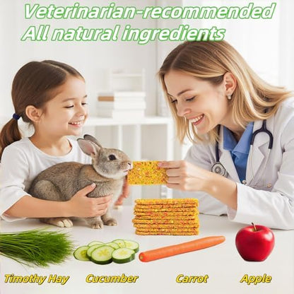 Rabbit Chew Toys 10pcs 2 in 1 Timothy Hay Treats Guinea Pig Snacks