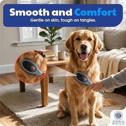 AKC 2-in-1 Grooming Brush for Dogs & Cats, Deshedding & Detangling