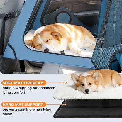 Snagle Paw Portable Dog Crate for Car Travel,Metal Frame Pet Crate,Pet Carrier for Car Back Seat Secures with Headrest Strap and Seatbelt,L