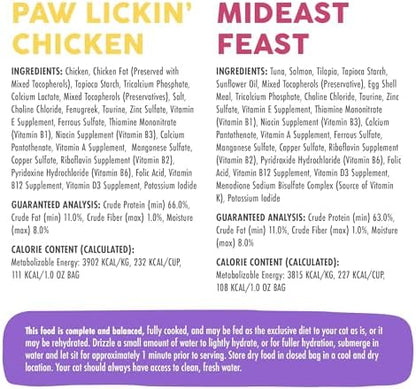 Bundle of Weruva Cat Freeze Dried Foods, Mideast Feast with Tilapia, and Paw Lickin' Chicken with Chicken Breast, 1oz Bags