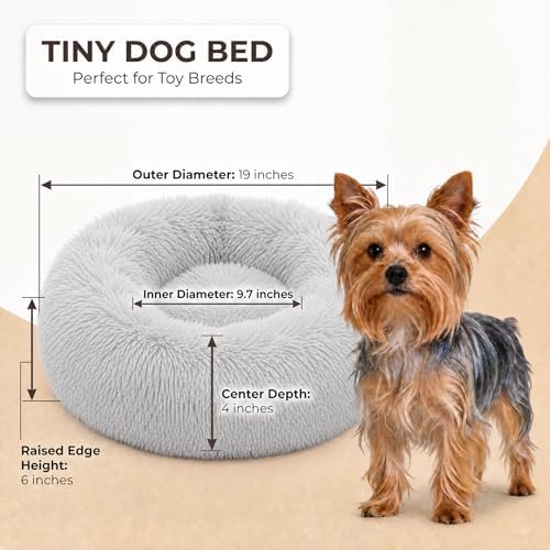 Calming Donut Small Dog Bed for Chihuahua Yorkie Maltese Shih Tzu