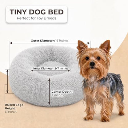 Calming Donut Small Dog Bed for Chihuahua Yorkie Maltese Shih Tzu