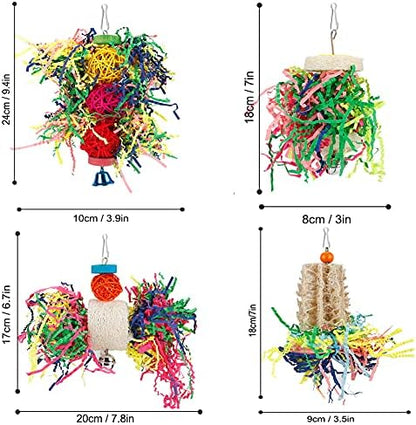 Bird Shredding Foraging Toys Parakeet Toy Chewing Hanging Toy Shredded Paper Bird Cage Accessories Bird Rope Perch for Conure Cockatiel Budgies Lovebird Parrotlet