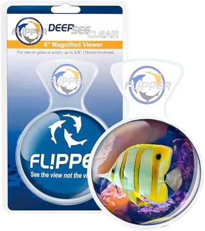 Flipper DeepSee 4" Magnetic Aquarium Viewer – Optical-Grade Magnifying Lens for Glass & Acrylic Tanks up to 5/8" Thick – Hands-Free Underwater Viewing for Fish, Corals & Aquarium Photography – Clear
