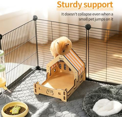 Wooden Guinea Pig Hideout Bunny House Rabbit Bed – Small Animal Habitat