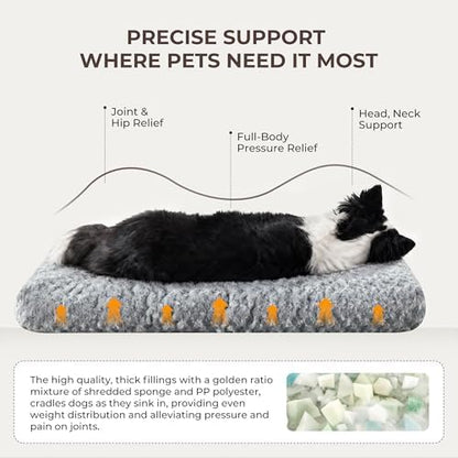 Double-Sided Dog Bed Medium Size Dog, Washable Dog Crate Beds, Thick Supportive Pet Sleeping Mat, Reversible Dogs Pillow Weight Up to 35lbs, 30x20, Light Grey