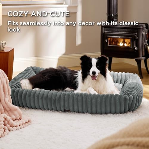 Bedsure ComfyFleece™ Cute XL Dog Beds for Extra Large Dogs，43in Warm Grey