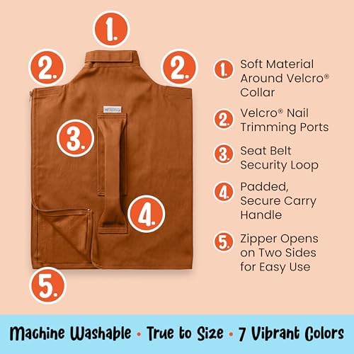 Cat-in-the-Bag Cozy Comfort Carrier - Large Caramel Cat Carrier Soft and Pet Carrier for Medication Administration, Nail Clipping, Travel, Vet Visits, and Dental Care