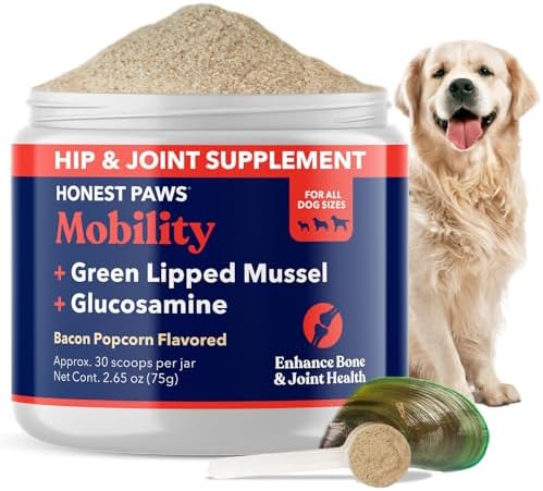 Hip and Joint Supplement for Dogs, Glucosamine, MSM & Mussel Powder, 2.65oz